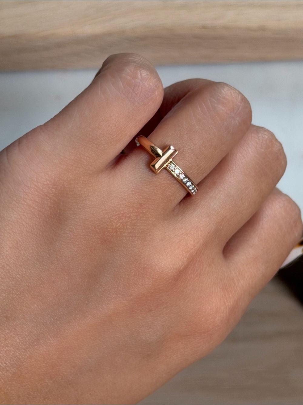 Tiffany T1 Ring in rose gold with diamonds